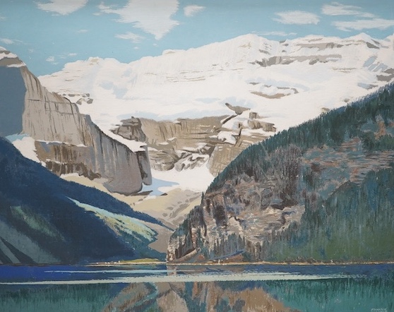 Franklin Arbuckle (1909-2001), mixed media, ‘Lake Louise, Canadian Rockies’, 59 x 74cm. Condition - fair, some scuffs